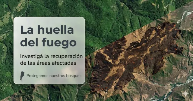 Mapa satelital de hotspots de incendios en Huella del fuego